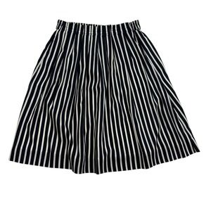NWT J.Crew Navy & White Striped Pleated Midi Skirt Elastic Waist E9828 Sz 2